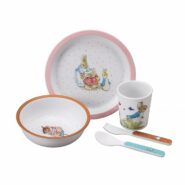 Beatrix Potter servies. Peter Rabbit of Pieter Konijn. baby peuter of kraamcadeau. voor de eerste hapjes en slokjes. kids en Kitchen. kinderservies