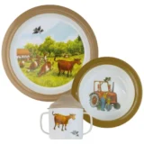 boerderij servies, koeien servies. kinder servies . kraamcadeau of peutercadeau. baby en kids. nostalgies servies. buitenleven servies. kitchen en kids